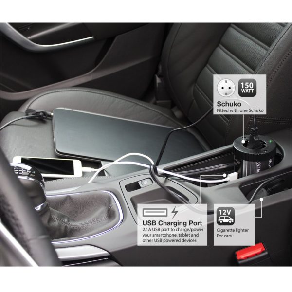 Ewent EW3990 netvoeding & inverter Auto 150 W Zwart, Zilver - Afbeelding 9
