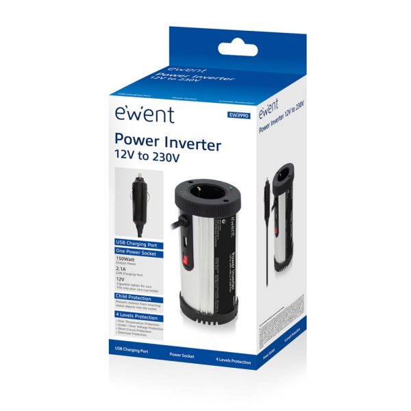 Ewent EW3990 netvoeding & inverter Auto 150 W Zwart, Zilver - Afbeelding 11