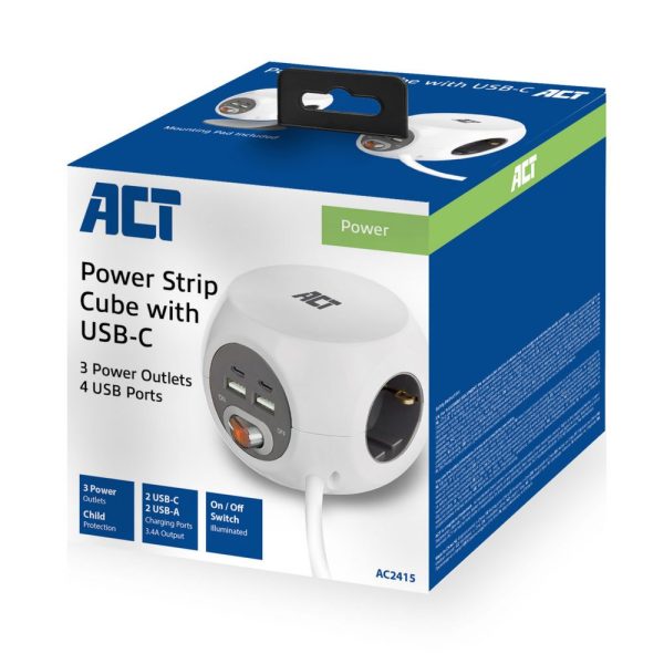 ACT AC2415 power uitbreiding 1,5 m 3 AC-uitgang(en) Binnen Wit - Afbeelding 10