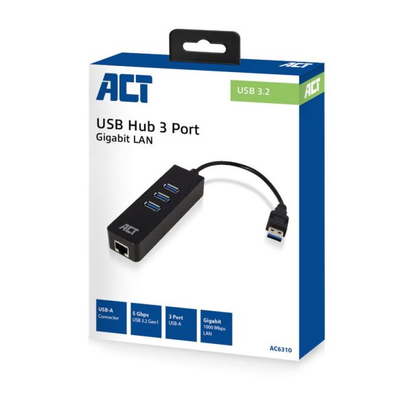 ACT AC6400 interface hub USB 3.2 Gen 1 (3.1 Gen 1) Type-C 5000 Mbit/s Zwart - Afbeelding 4