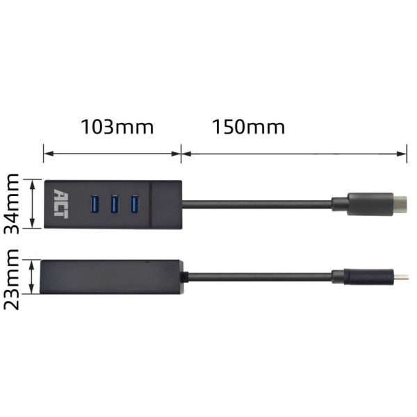 ACT AC6400 interface hub USB 3.2 Gen 1 (3.1 Gen 1) Type-C 5000 Mbit/s Zwart - Afbeelding 3