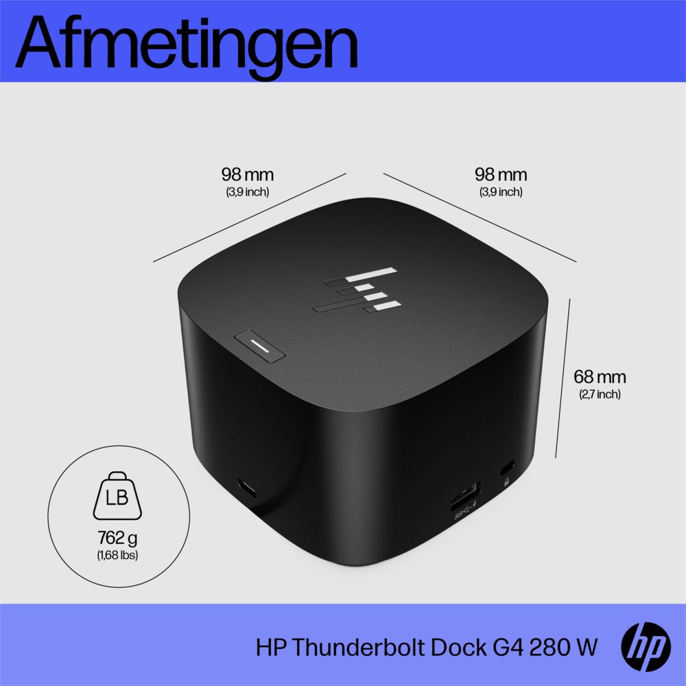 HP G4 Docking Station | Thunderbolt 280W | Zwart - Afbeelding 11