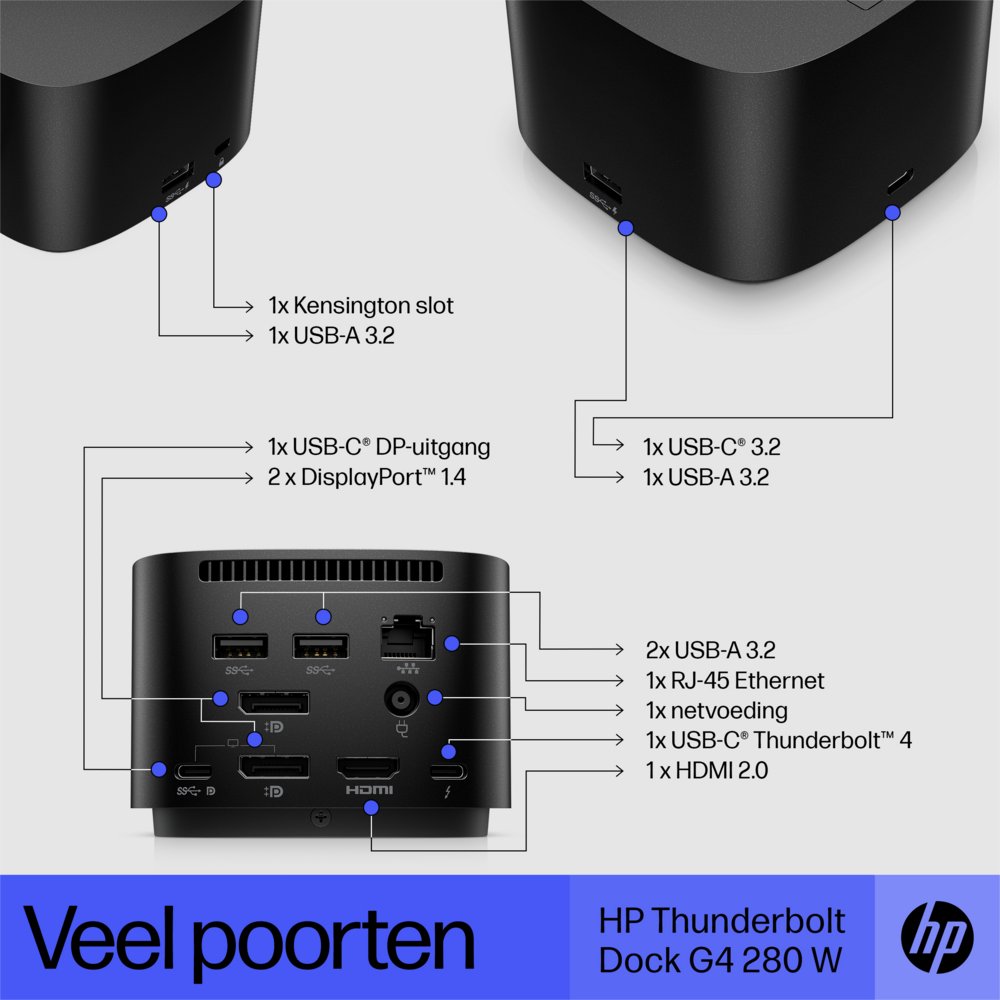 HP G4 Docking Station | Thunderbolt 280W | Zwart - Afbeelding 6