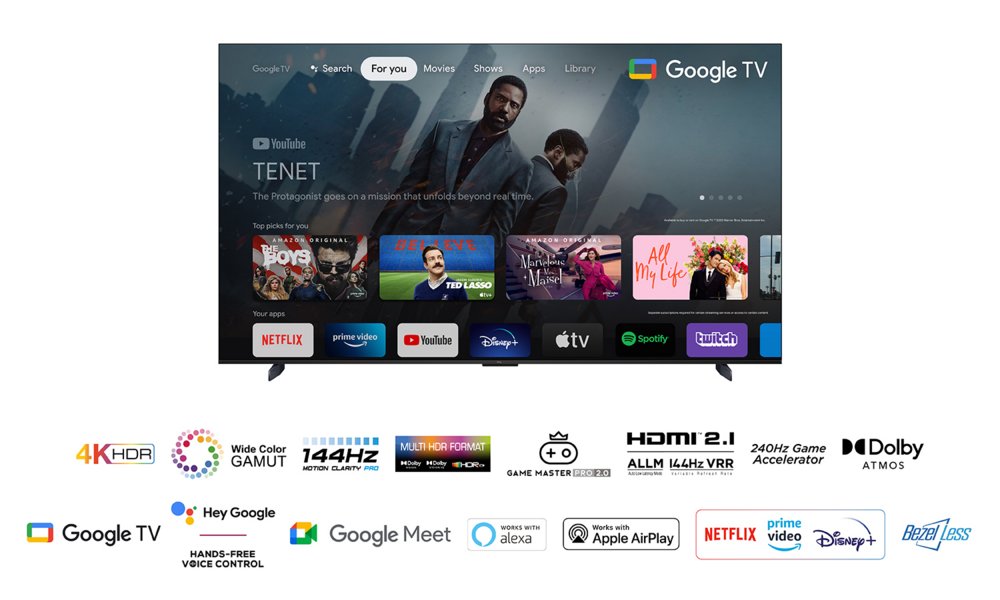 TCL 98P749 | 98'' Ultra HD 4K | LED Smart TV | Wifi | Google TV | HDR10+ | 144Hz - Afbeelding 5