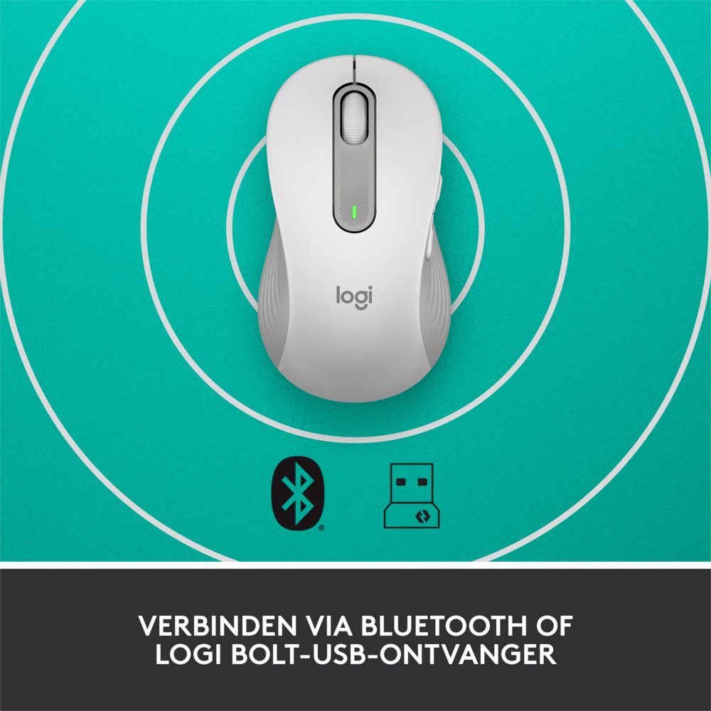 Logitech Signature M650 | Draadloze Muis | Linkshandig | RF + Bluetooth | 2000 DPI | Wit - Afbeelding 11
