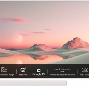 TCL NXTFRAME 55A300W Pro Wit 55" | Ultra HD 4K QLED Smart TV | Draadloze Soundbar en Subwoofer | Google TV + Wifi | HDR10+ | 120Hz