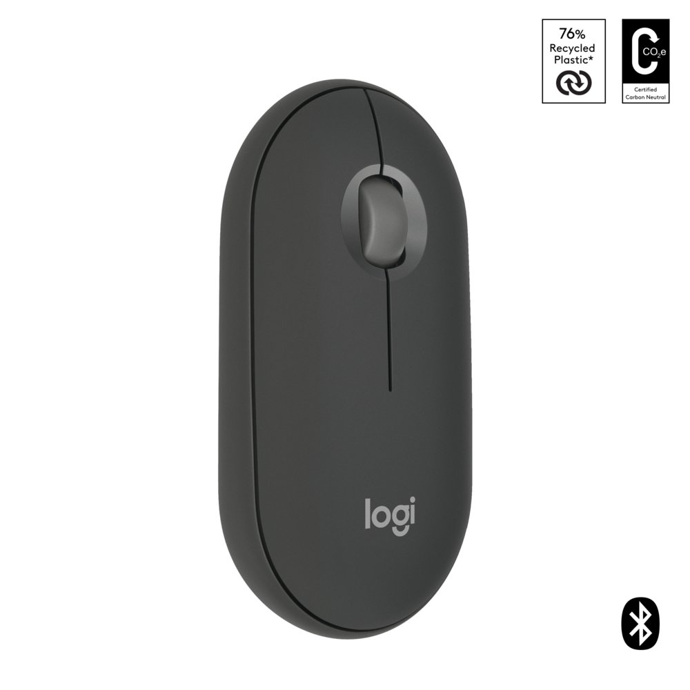 Logitech Pebble 2 M350s | Draadloze Muis | Links- en Rechtshandig | RF + Bluetooth | 4000 DPI | Grafiet - Afbeelding 3