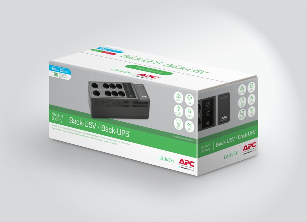APC Back-UPS BE850G2-GR | 850 VA | 8 Schuko Stopcontacten (6 op Accu) | USB Type-A & C | AVR Spanningstabilisatie | Bescherming tegen Stroomstoringen - Afbeelding 8