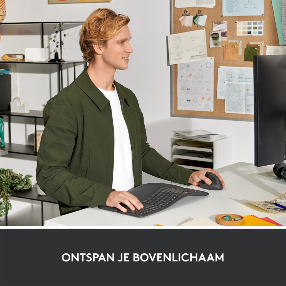 Logitech Lift | Ergonomische Draadloze Muis | Linkshandig | RF + Bluetooth | 4000 DPI | Grafiet - Afbeelding 9