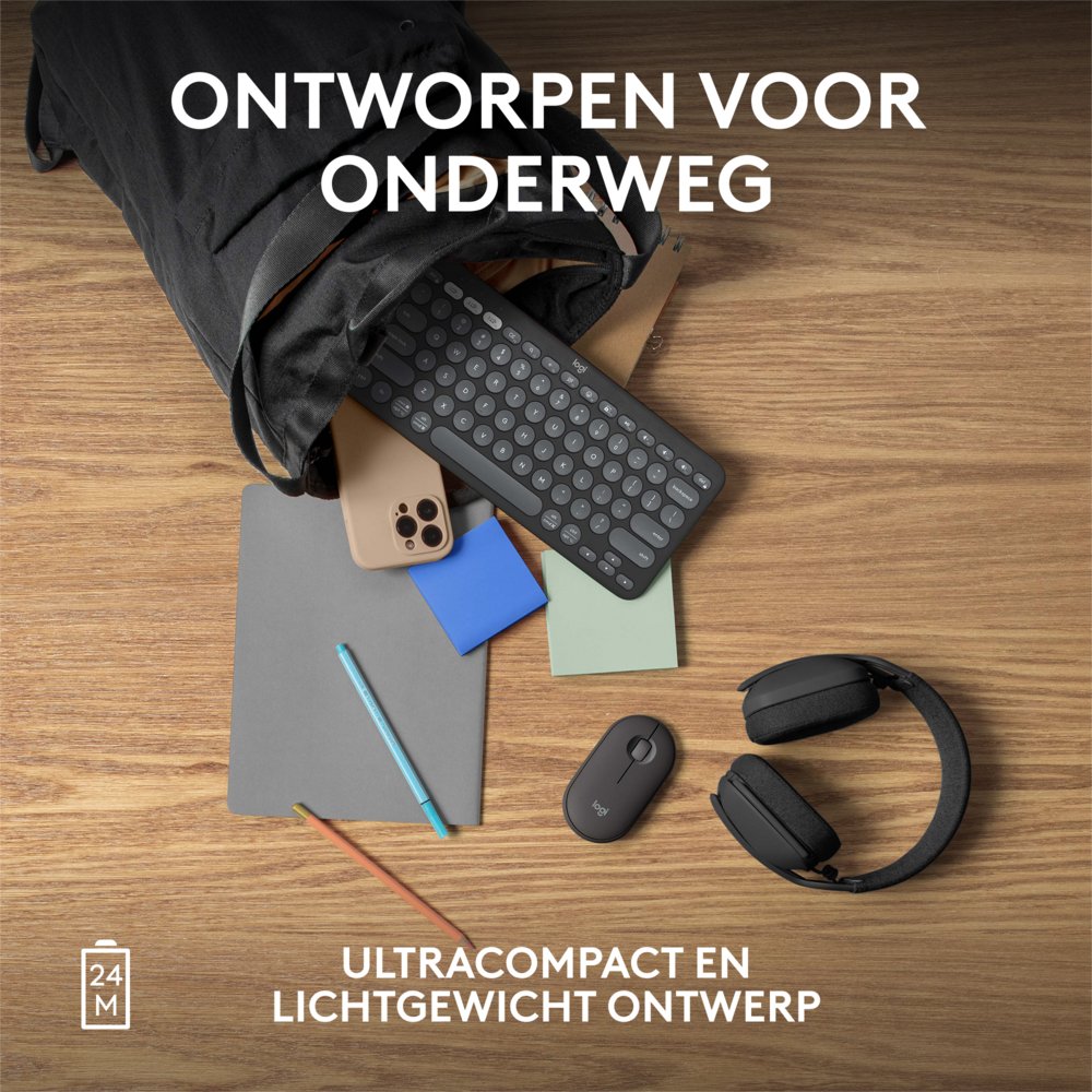 Logitech Pebble 2 M350s | Draadloze Muis | Links- en Rechtshandig | RF + Bluetooth | 4000 DPI | Grafiet - Afbeelding 8
