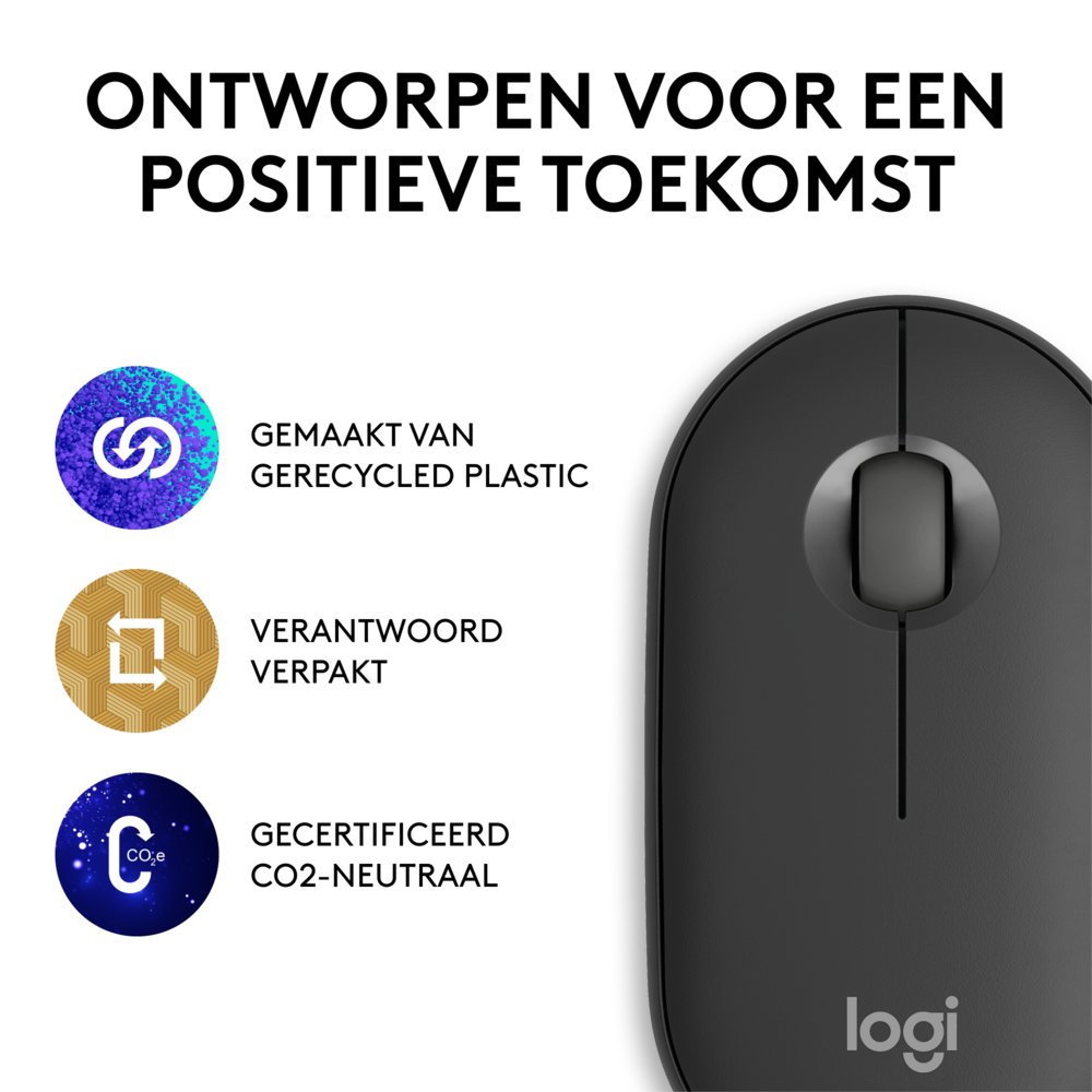 Logitech Pebble 2 M350s | Draadloze Muis | Links- en Rechtshandig | RF + Bluetooth | 4000 DPI | Grafiet - Afbeelding 11