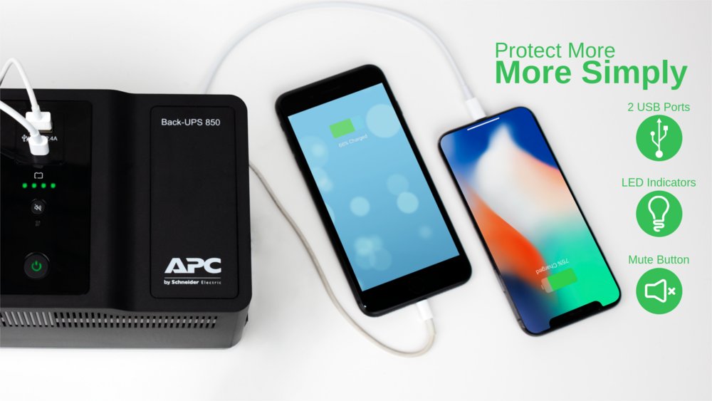 APC Back-UPS BE850G2-GR | 850 VA | 8 Schuko Stopcontacten (6 op Accu) | USB Type-A & C | AVR Spanningstabilisatie | Bescherming tegen Stroomstoringen - Afbeelding 6
