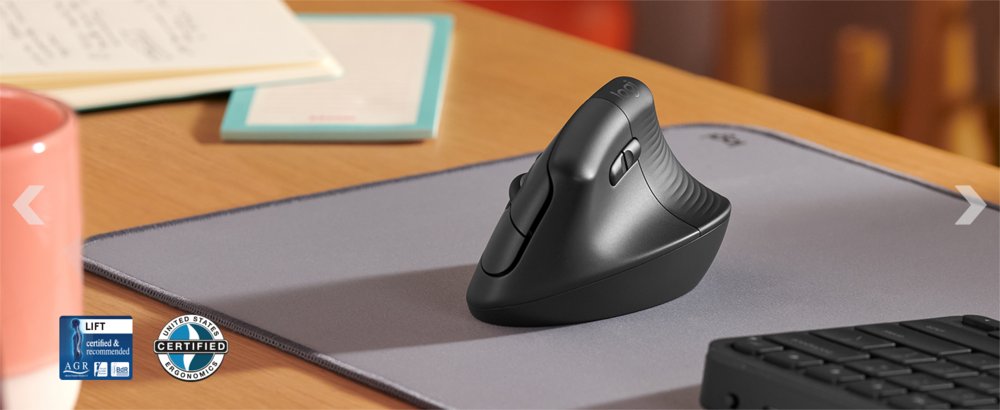 Logitech Lift | Ergonomische Draadloze Muis | Linkshandig | RF + Bluetooth | 4000 DPI | Grafiet - Afbeelding 14
