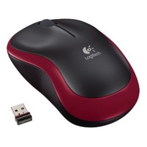 Logitech M185 | Ambidextrous Draadloze Muis | RF-Draadloos | 1000 DPI | Zwart/Rood