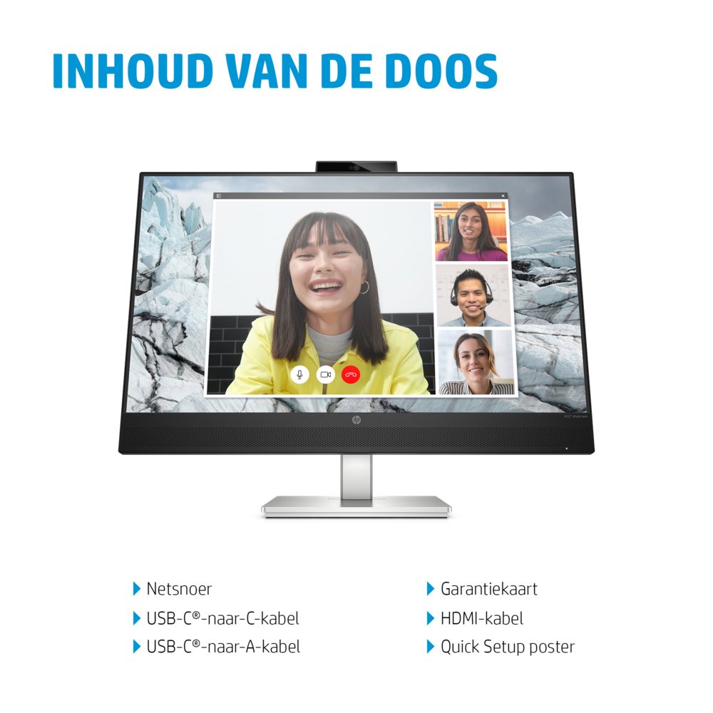 HP E34m G4 34" | 3440x1440 VA | 75Hz | Curved | USB-C | Webcam, Speakers, Microphone | Conference Monitor | Ergonomic Adjustments - Afbeelding 15