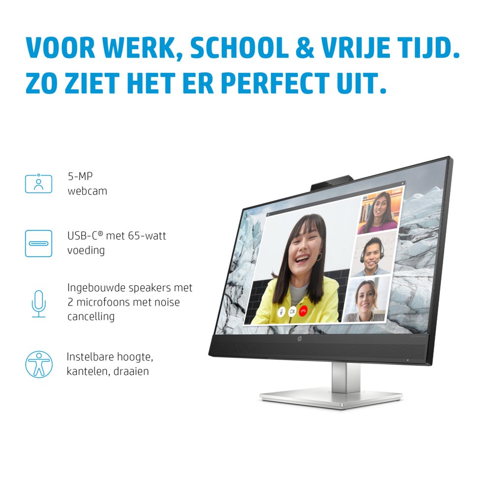 HP E34m G4 34" | 3440x1440 VA | 75Hz | Curved | USB-C | Webcam, Speakers, Microphone | Conference Monitor | Ergonomic Adjustments - Afbeelding 16