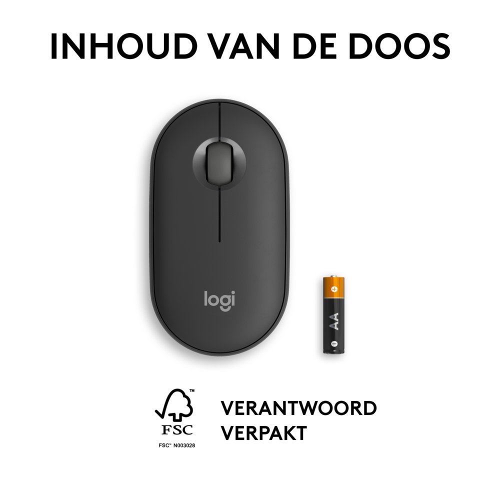 Logitech Pebble 2 M350s | Draadloze Muis | Links- en Rechtshandig | RF + Bluetooth | 4000 DPI | Grafiet - Afbeelding 10