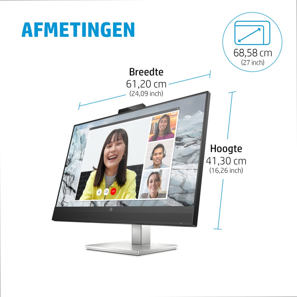 HP E34m G4 34" | 3440x1440 VA | 75Hz | Curved | USB-C | Webcam, Speakers, Microphone | Conference Monitor | Ergonomic Adjustments - Afbeelding 14
