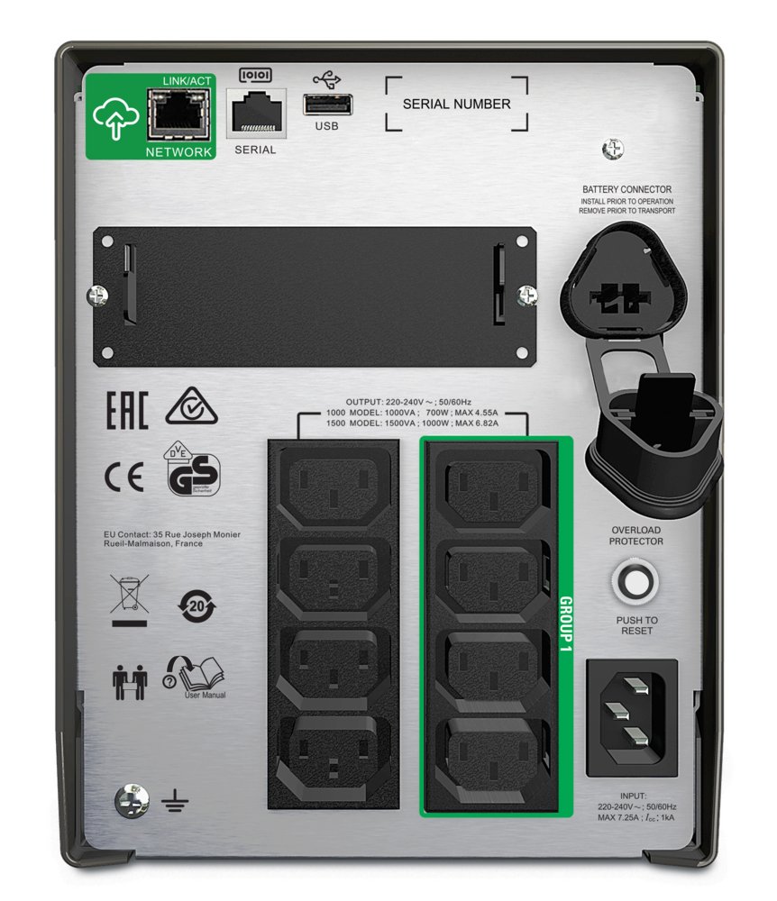 APC Smart-UPS SMT1000IC | 1000 VA / 700W | 8x IEC C13 Stopcontacten | Pure Sine Wave | SmartConnect & SmartSlot | AVR Spanningstabilisatie | LCD-scherm - Afbeelding 3