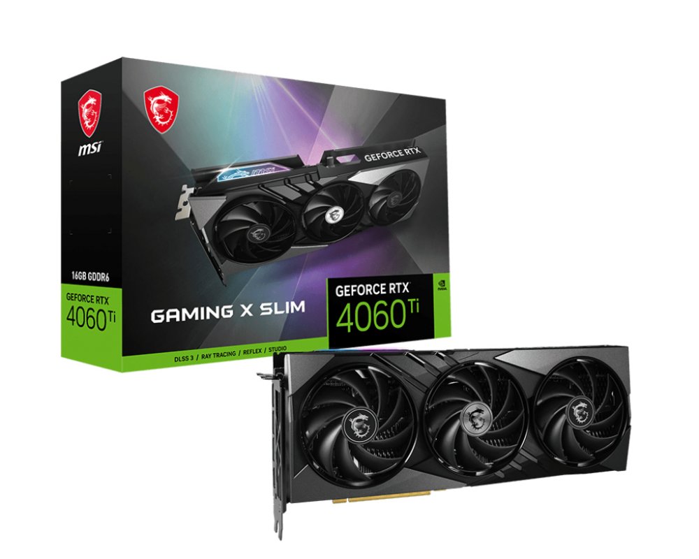 MSI GeForce RTX 4060 Ti GAMING X SLIM | 16GB GDDR6 VRMA | Videokaart | GPU | Nvidia