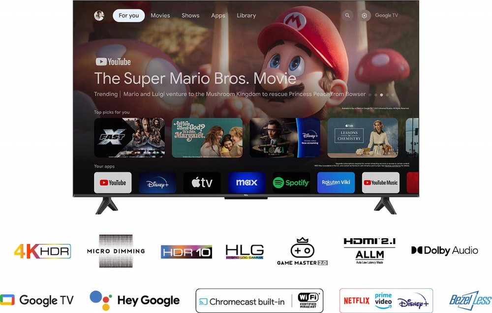 TCL 55P61B 55" | 4K Ultra HD LED Smart TV | Google TV | HDR10 | 60Hz | Wifi & Bluetooth - Afbeelding 8
