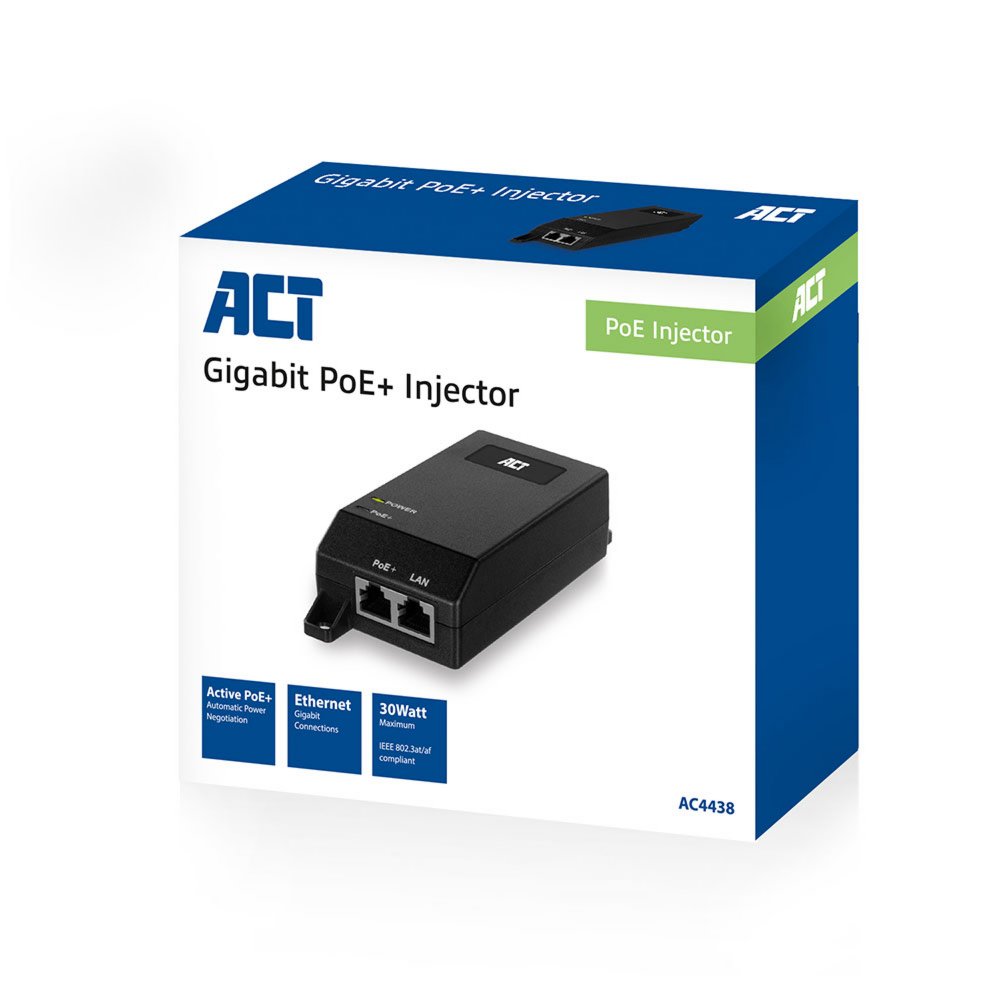 ACT AC4438 | Gigabit PoE+ Injector | 30W | IEEE 802.3af/at | 1x LAN - Afbeelding 6