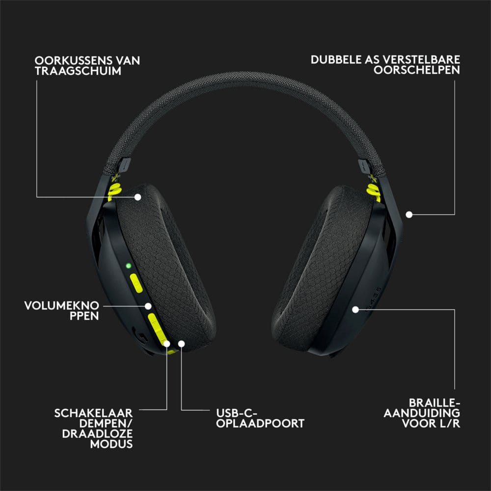 Logitech G435 Wireless Gaming Headset | Bluetooth & Lightspeed | Hoofdband | Zwart - Afbeelding 19