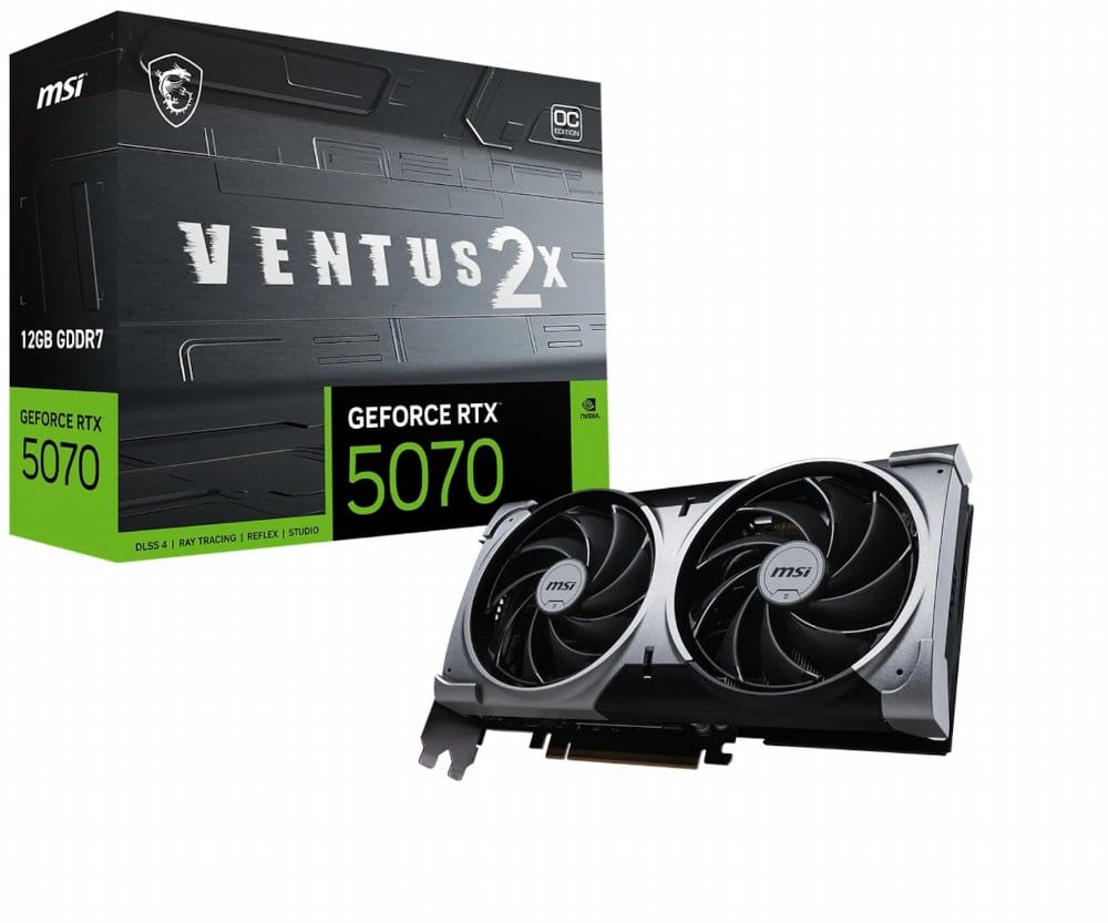 MSI GeForce RTX 5070 VENTUS 2X OC | 12GB GDDR7 | DLSS 4 | Videokaart | Nvidia GPU