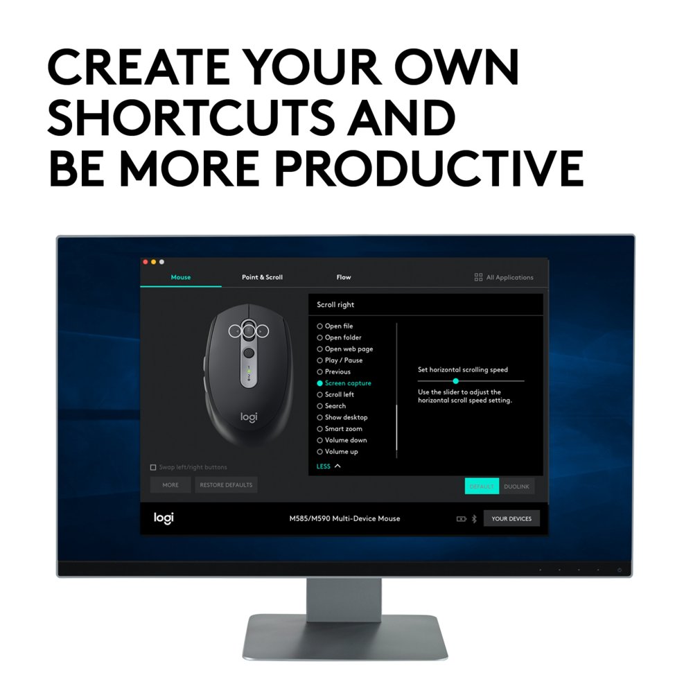 Logitech M590 Multi-Device Silent | Draadloze Muis | Rechtshandig | RF + Bluetooth | 1000 DPI | Zwart - Afbeelding 8