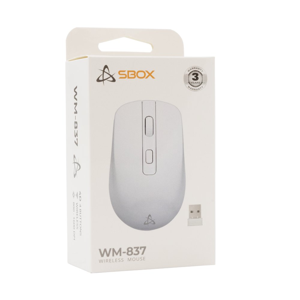 SBOX WM-837W | Draadloze Muis | Links- en Rechtshandig | RF | 1600 DPI | Wit - Afbeelding 7