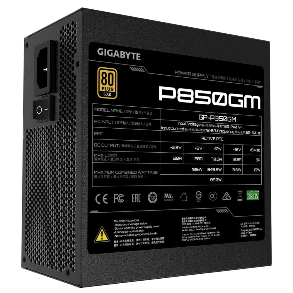 Gigabyte P850GM | 850W ATX Voeding (20+4 pin) | Zwart - Afbeelding 3