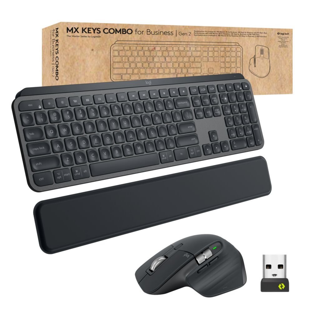 Logitech MX Keys Combo for Business Gen 2 | Draadloze Toetsenbord- en Muis-combo | RF / Bluetooth | QWERTY US International | Grafiet - Afbeelding 2