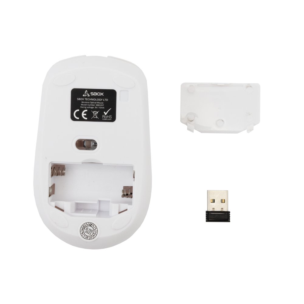 SBOX WM-837W | Draadloze Muis | Links- en Rechtshandig | RF | 1600 DPI | Wit - Afbeelding 6