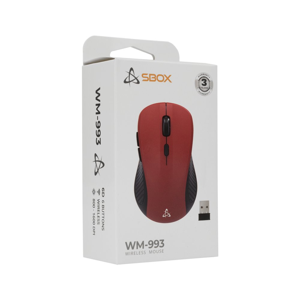 SBOX WM-993R | Draadloze Muis | Rechtshandig | RF | 1600 DPI | Rood - Afbeelding 7