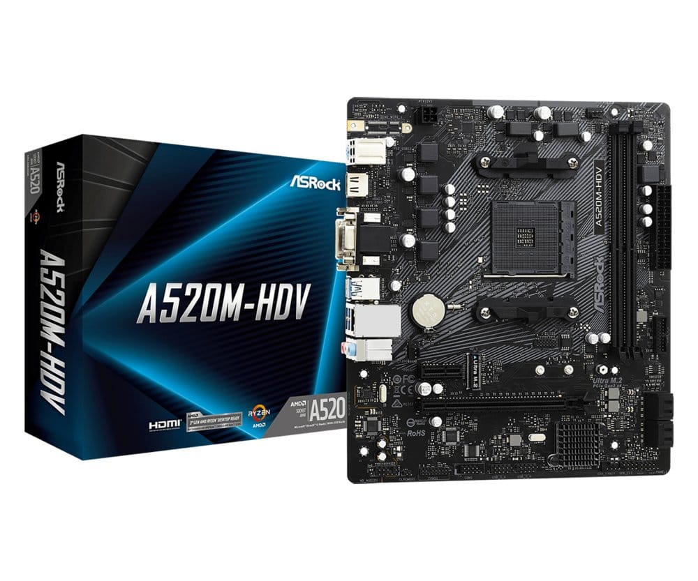 Asrock A520M-HDV | Socket AM4 | AMD A520 | 2xDDR4 | Micro-ATX | Moederbord