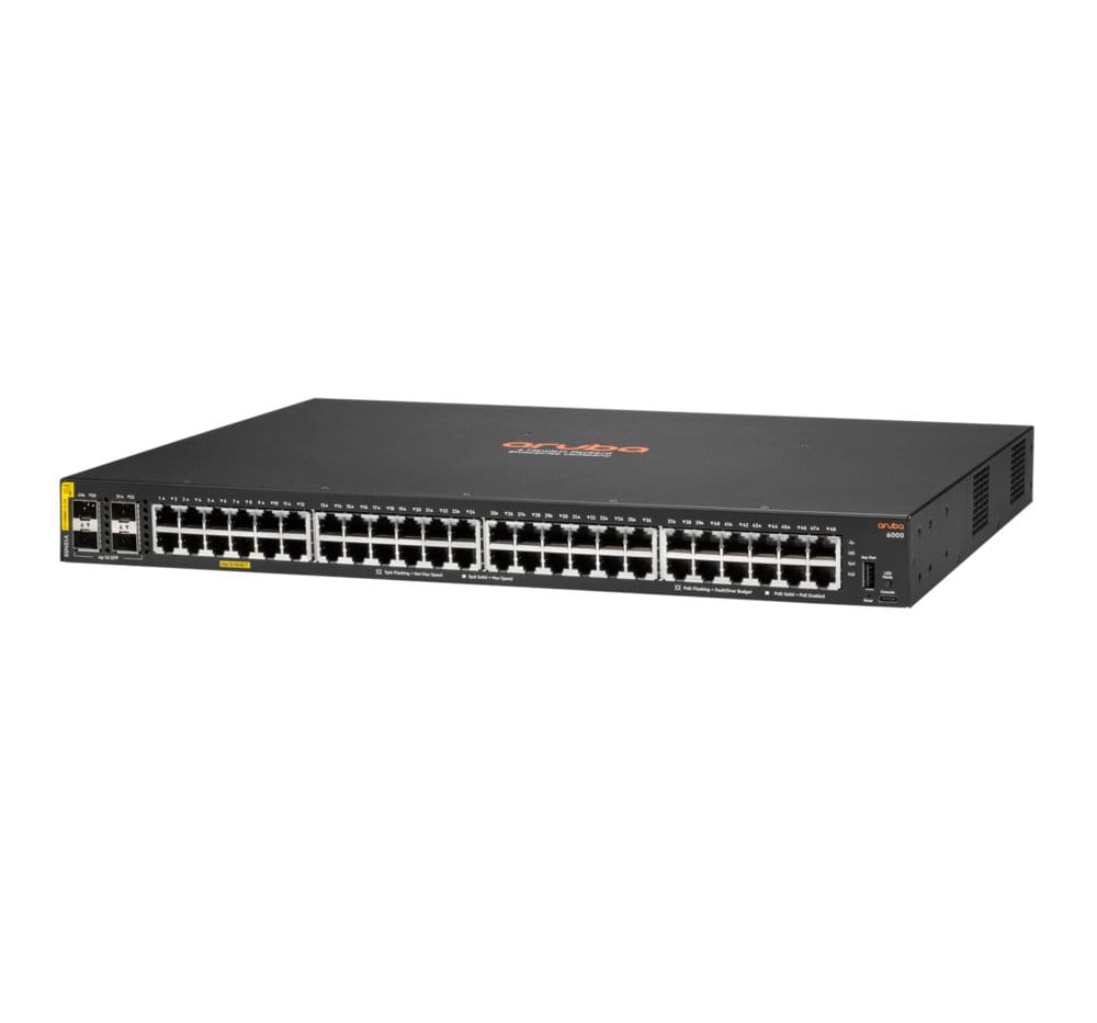 Aruba 6000 48G | Managed L3 Switch | 48x Gigabit PoE+ | 4x SFP | 370W PoE-budget | 1U Rackmount - Afbeelding 3