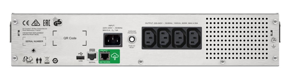 APC Smart-UPS SMC1000I-2UC | 1000 VA / 600 W | 2U Rackmount | 4x IEC C13 Stopcontacten | AVR Spanningsregeling | LCD-scherm | SmartConnect - Afbeelding 3