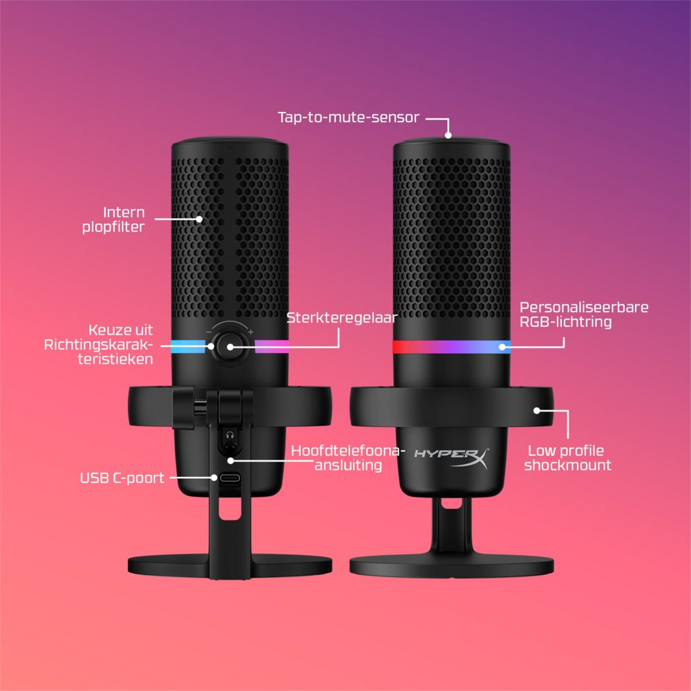 HyperX DuoCast | USB-microfoon | RGB-verlichting | Voor pc en console | Zwart - Afbeelding 9