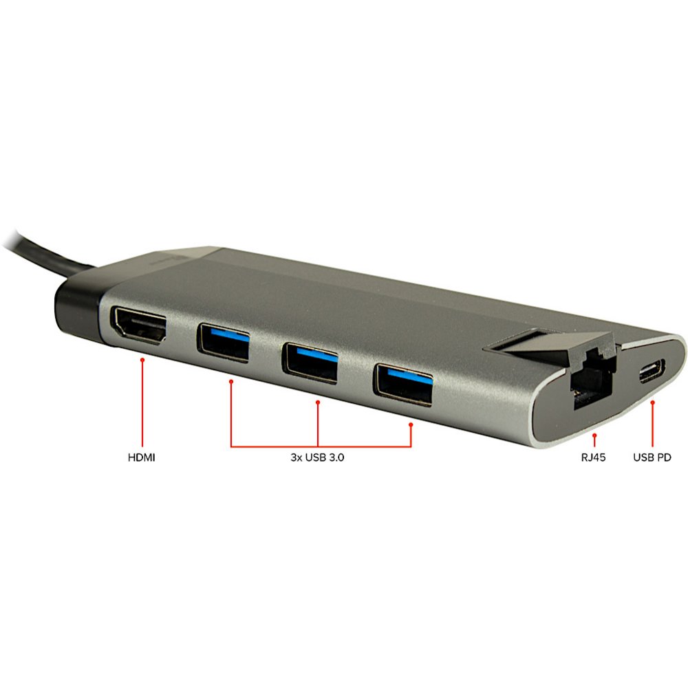 Inter-Tech GDC-802 | Docking Station | USB-C 3.2 Gen 1 | Grijs - Afbeelding 3