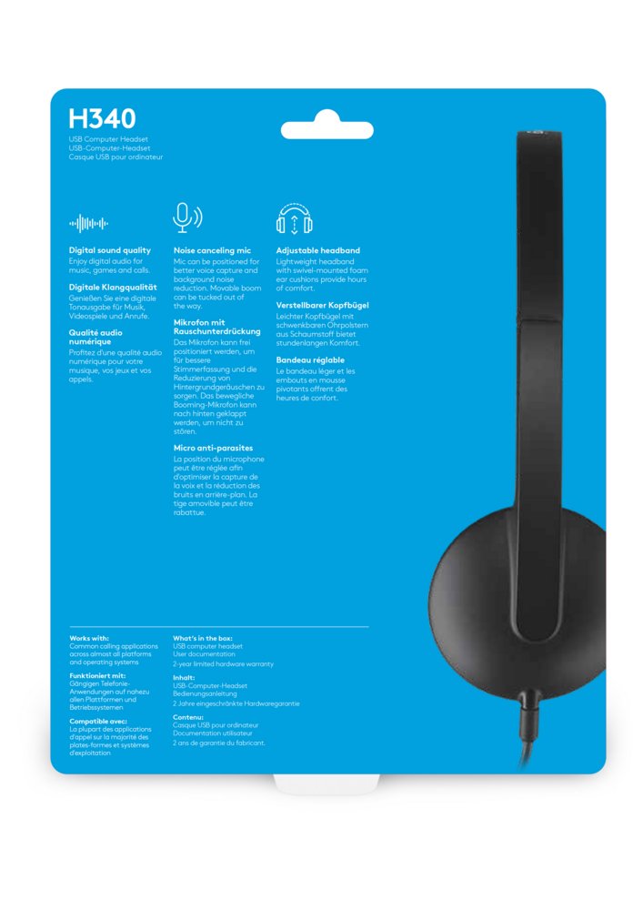 Logitech H340 | Bedrade On-Ear USB Headset | Zwart - Afbeelding 9