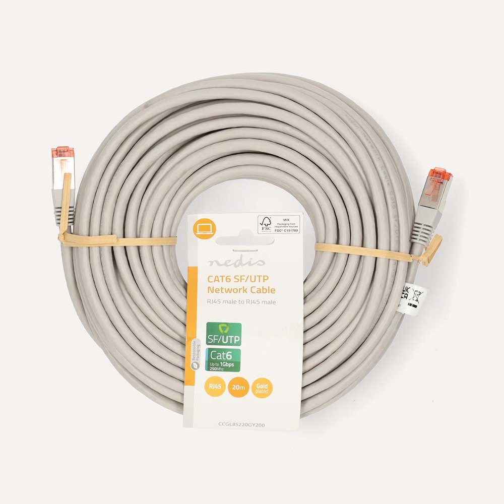 Nedis CCGL85220GY200 | Netwerkkabel Cat6 SF/UTP | 20 m | Grijs | RJ45 Male-naar-RJ45 Male - Afbeelding 3