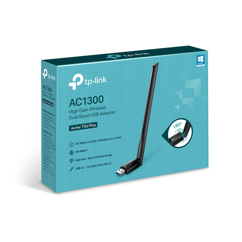 TP-Link Archer T3U Plus | Wi-Fi 5 USB Adapter | AC1300 Dual-band (2,4 GHz / 5 GHz) | 867 Mbps | USB 3.0 | Zwart - Afbeelding 4