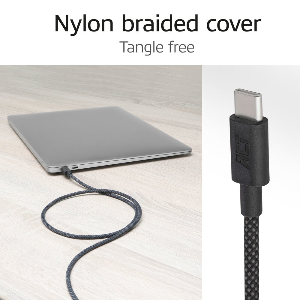ACT AC3087 | USB 2.0 Kabel | USB-C naar USB-C | 240W | 480Mbps | Zwart | 2 Meter - Afbeelding 3