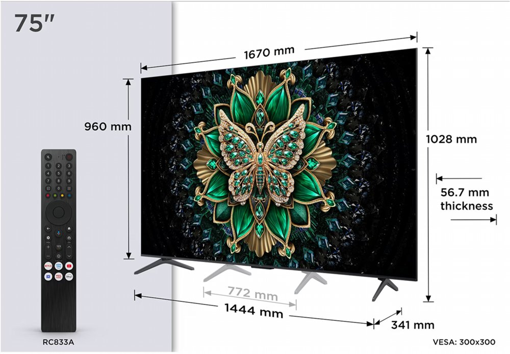 TCL 75Q6C | 75" 4K Ultra HD QD-MiniLED | 120Hz | Google TV | Dolby Vision | HDMI 2.1 | Smart TV | OPEN BOX - Afbeelding 4