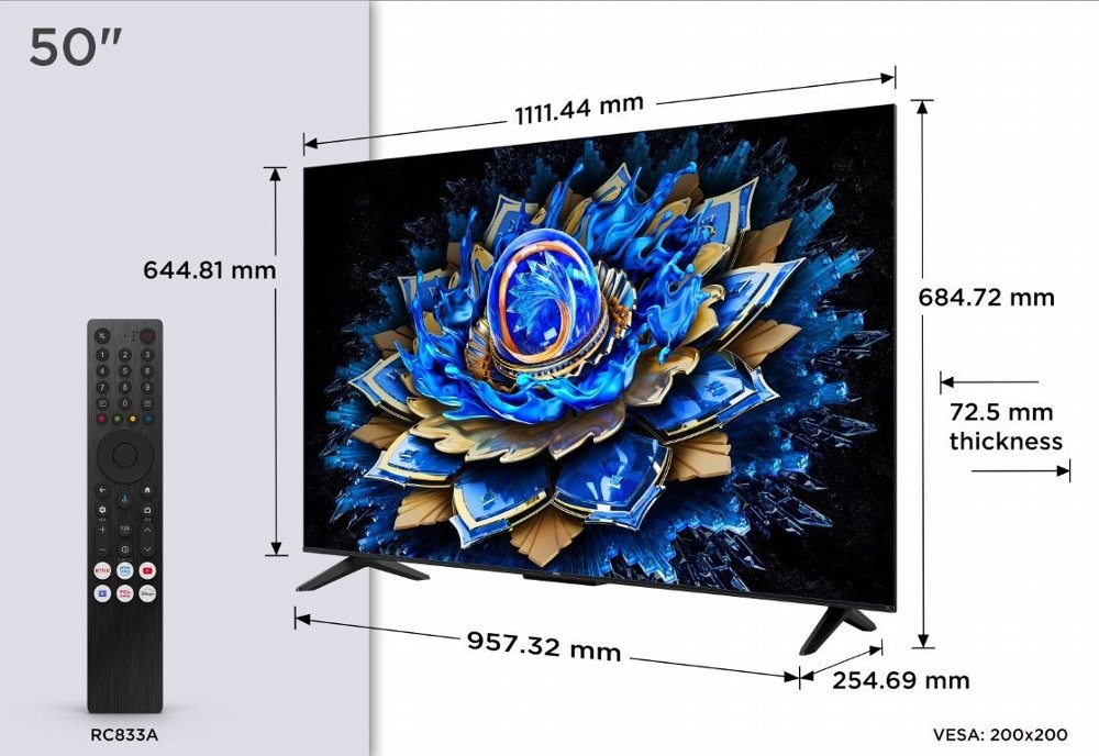 TCL 50T69C | 50" 4K Ultra HD QLED | 60Hz | Google TV | Dolby Vision | HDMI 2.1 | Smart TV | OPEN BOX - Afbeelding 7