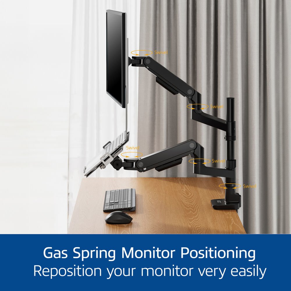 ACT AC8341 Premium | Verstelbare Monitor-bureaubeugel | Tot 49" | Max 20kg | VESA 100x100 | 1 Monitor en Laptop | OPEN BOX - Afbeelding 8
