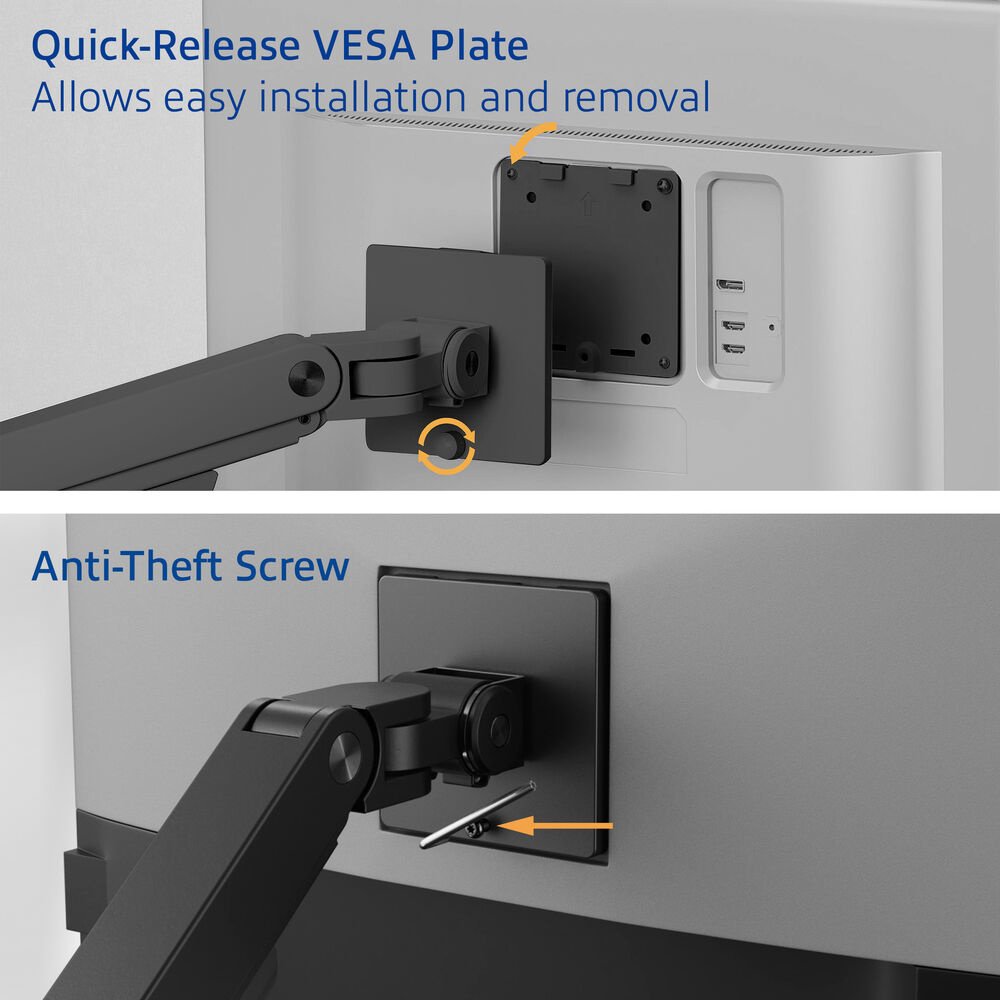 ACT AC8341 Premium | Verstelbare Monitor-bureaubeugel | Tot 49" | Max 20kg | VESA 100x100 | 1 Monitor en Laptop | OPEN BOX - Afbeelding 13