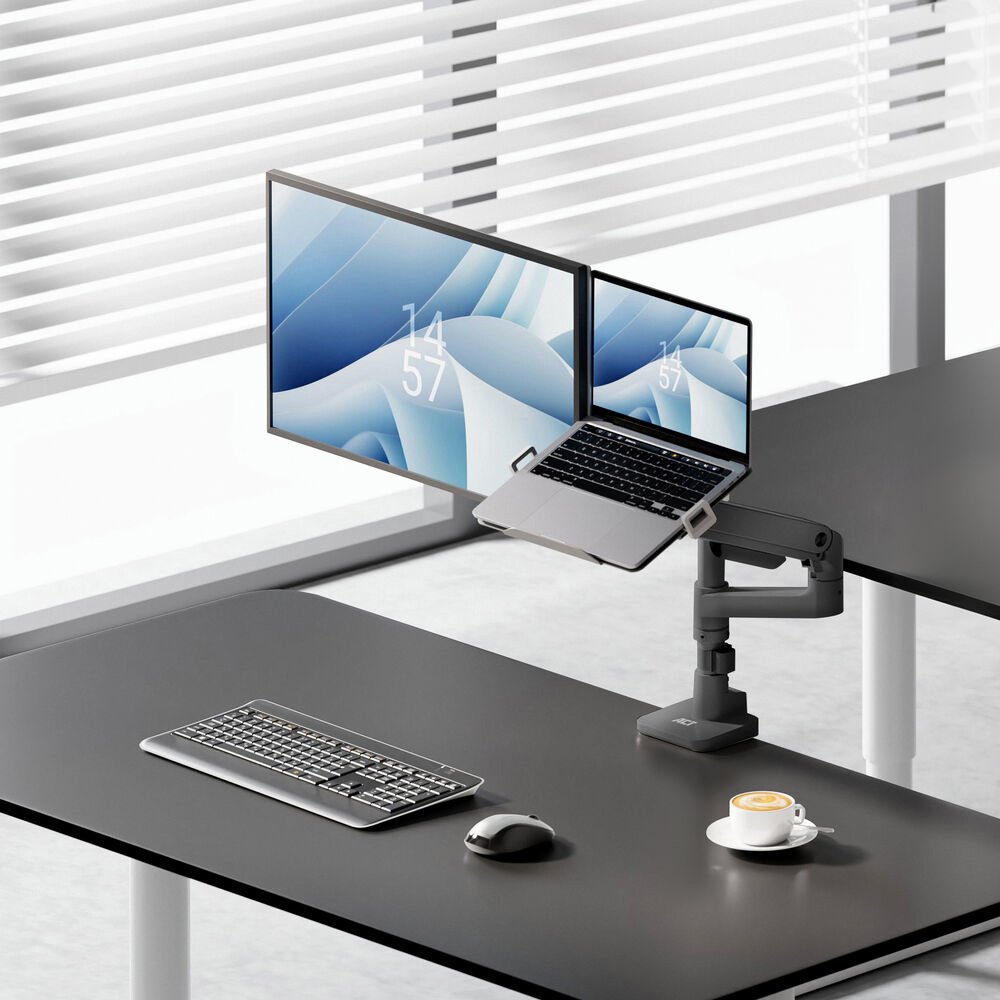 ACT AC8341 Premium | Verstelbare Monitor-bureaubeugel | Tot 49" | Max 20kg | VESA 100x100 | 1 Monitor en Laptop | OPEN BOX - Afbeelding 15
