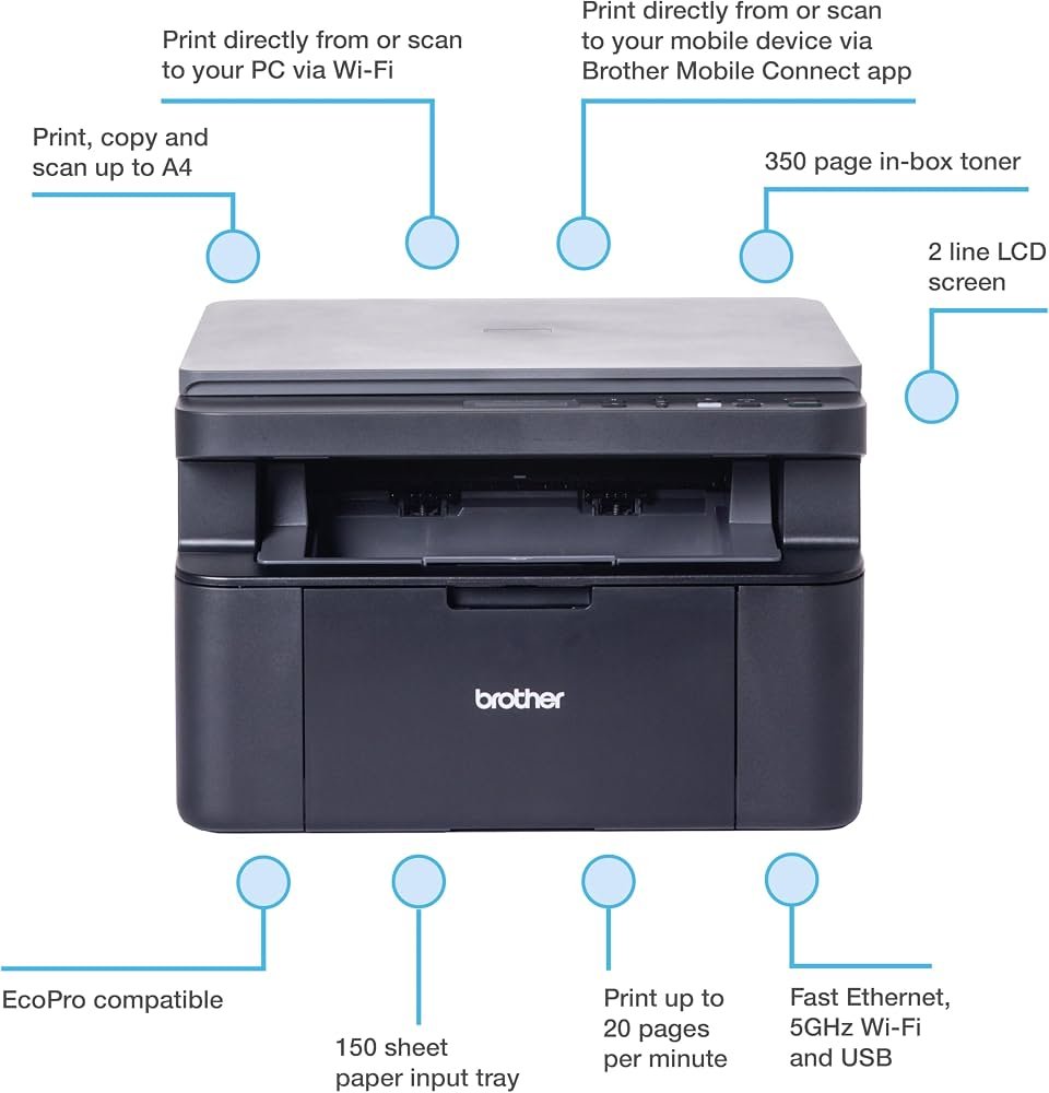 Brother DCP-L1640W | A4 | 600 × 600 DPI | Wi-Fi | Zwart-wit Multifunctionele Laserprinter - Afbeelding 3