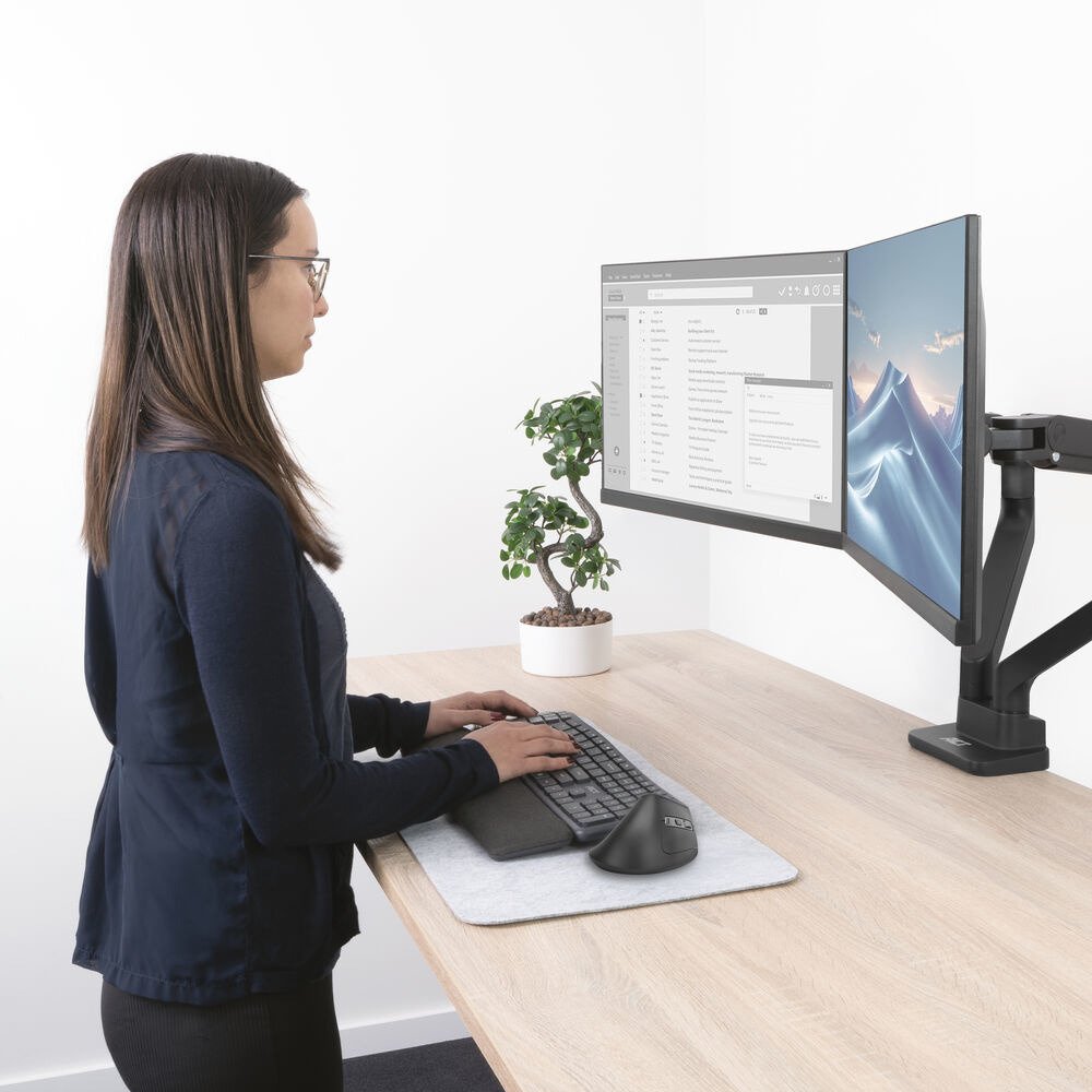 ACT AC5450 | Ergonomisch draadloos toetsenbord | Bluetooth + USB-A | Multi-Connect | Polssteun | QWERTY US | Donkergrijs - Afbeelding 4
